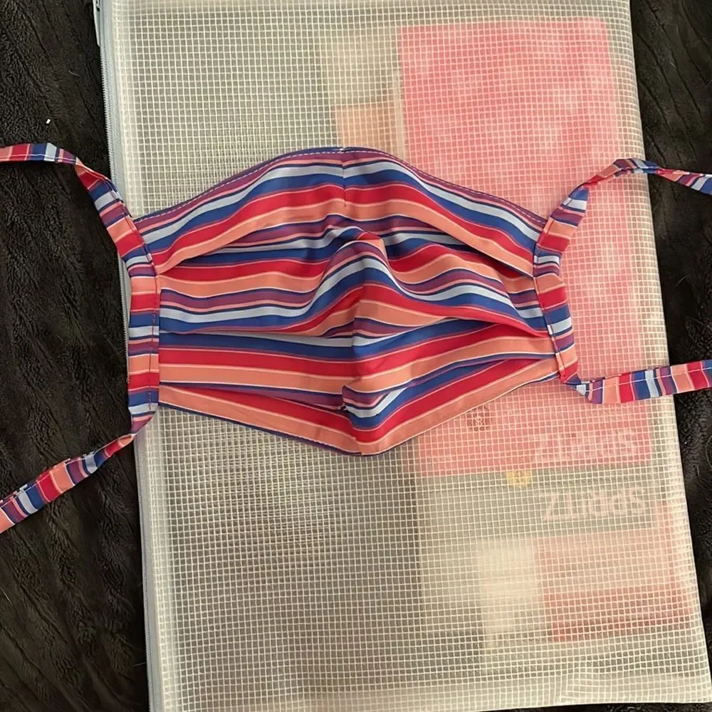 Multi-colored striped cloth face mask